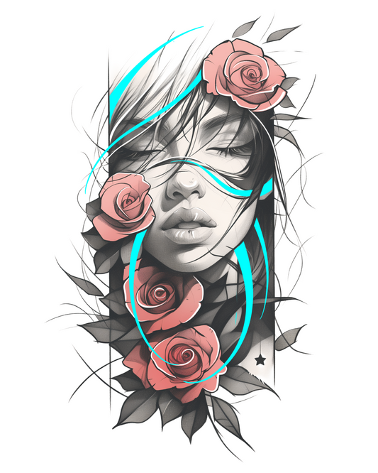 ROSE-002 — portrait & roses (newstyle color, M/L)